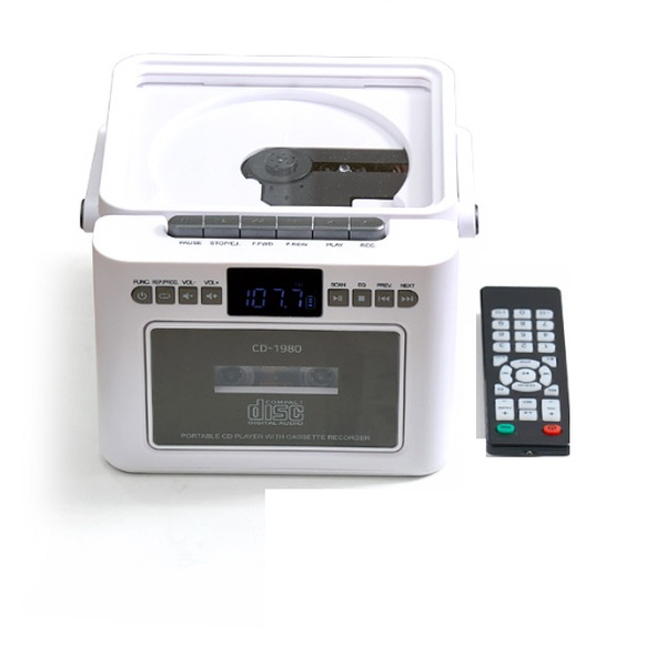 [롯데알루미늄주] CD 라디오 카세트 CD-1980  양방향 블루투스 라디오 CD USB SD플레이어  화이트