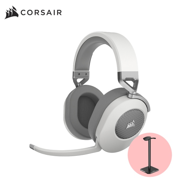 [CORSAIR] [헤드셋] 커세어 게이밍 헤드셋 HS65 WIRELESS[7.1ch/화이트][헤드셋 거치대 SET]