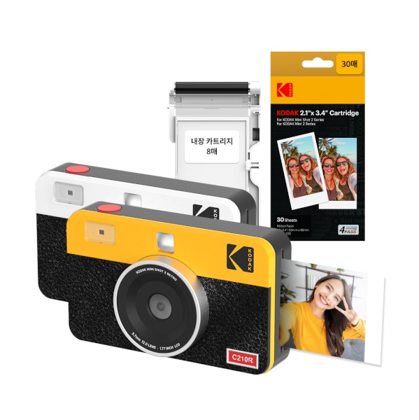 [KODAK] 휴대용 즉석카메라 포토프린터 미니샷2 레트로 C210R 핸드폰 사진인화기+카트리지 38매