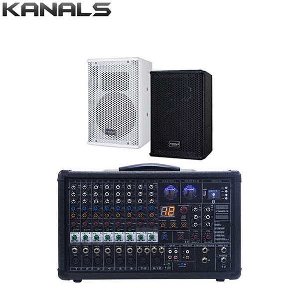 [Kanals] 전문가용 파워드 믹서 BKM-800 + 패시브 스피커 KRS-610  [2개]