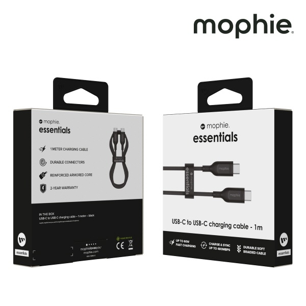 [MOPHIE] 모피 C to C 에센셜  60W 브레이디드 케이블  [블랙] [1M]