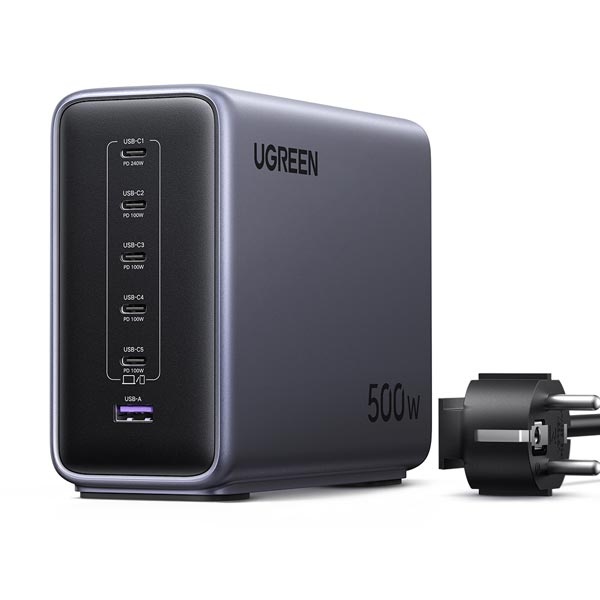 [Ugreen] 500W GaN PD 3.1 PPS QC 6포트 멀티 접지형 고속충전기 [U-6529]
