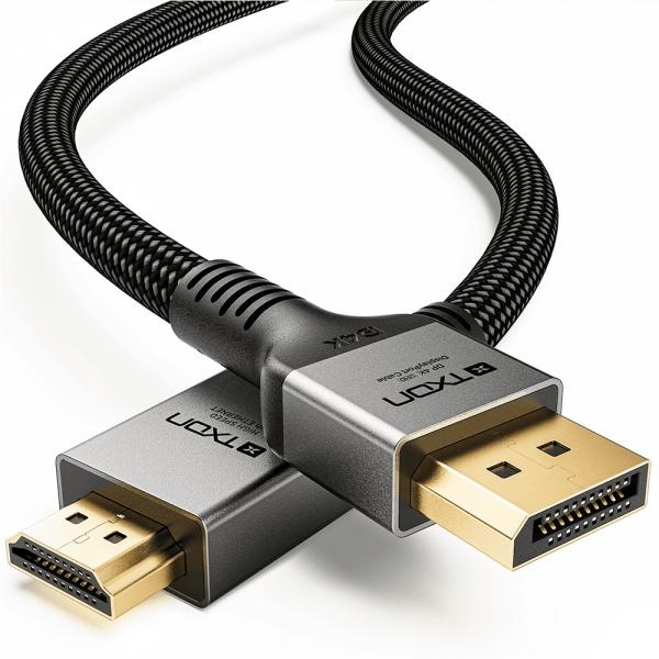 [티엑스온] DisplayPort 1.2 to HDMI 1.4 변환케이블, 그레이메탈,  XA13DH-1M [1m]