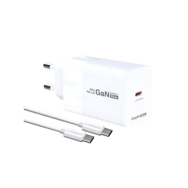 [DRION] 드리온 PD 65W GaN PPS 초고속 충전기 1포트 (+CtoC케이블 1.5m) [DR-PD65W-CTOC]