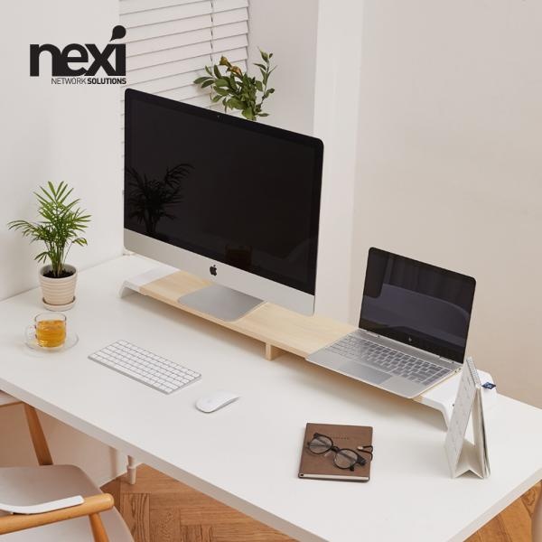[NEXI] 모니터받침대, 듀얼스탠드 NX823  [우드화이트/NX-SMARTMS-03]
