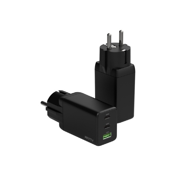 [이지넷유비쿼터스] NEXTU 추이팡 PD 65W PPS GaN 접지 멀티 초고속 충전기 [QC643GAN]  BK
