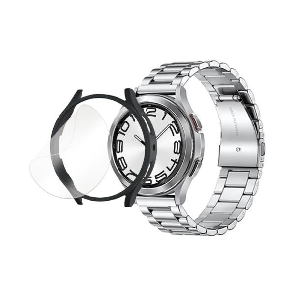 [UBACC] 하드 케이스+메탈 스트랩+PPF 필름  [갤럭시워치6 클래식] [47mm]