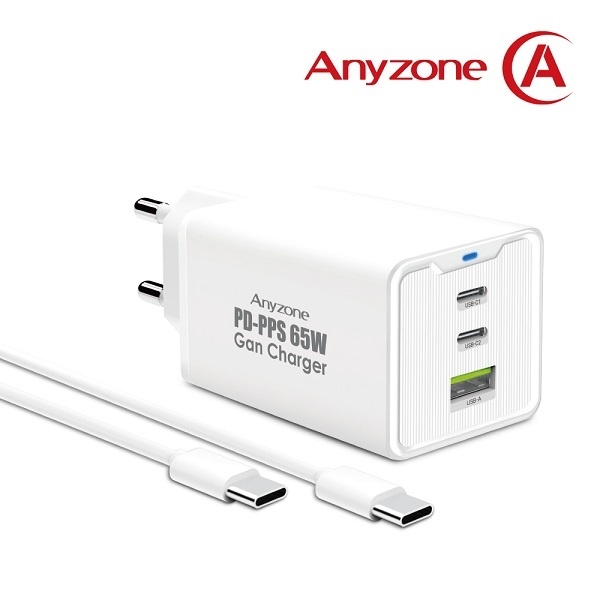 [Anyzone] C타입 A타입 GaN PPS 초고속 충전기 ANY-PD65WACC