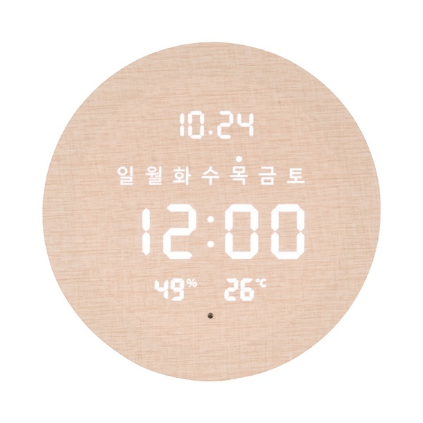 [지성아이엔씨] 플라이토 무선 루나 데이 온습도 LED 벽시계 19cm