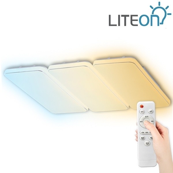 [라이톤] LED거실등 사각 리모컨 거실등(은테) 200W 색변환 디밍 삼성칩