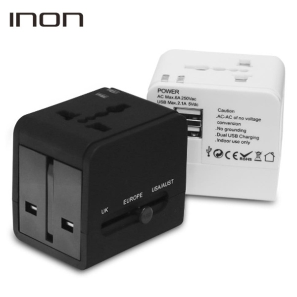 [아이논] 해외 여행용 멀티어댑터 (+전용 파우치 포함)  USB 2포트 [IN-TA210]