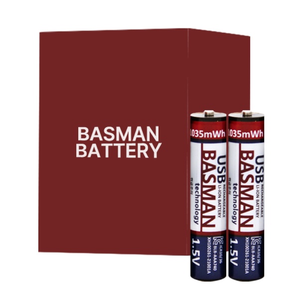 [주바스맨테크놀러지] 바스맨 5핀 충전식 건전지 리튬이온 배터리 AAA (740mAh)  2개입