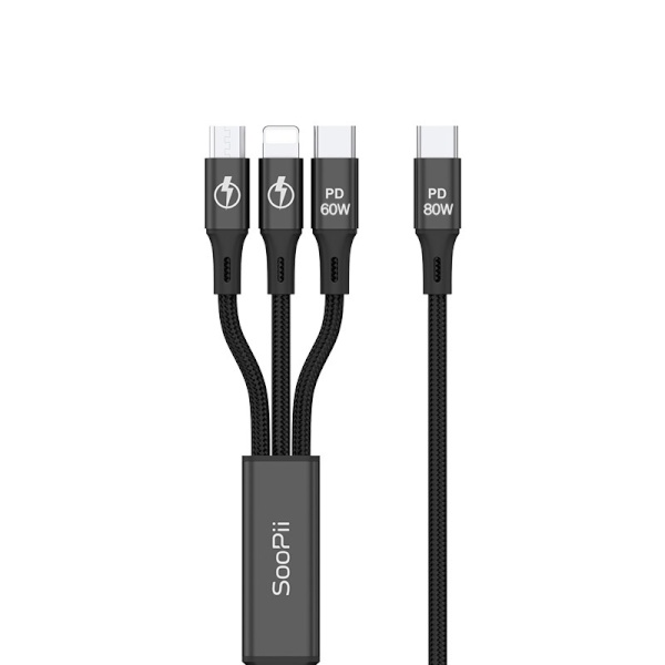 [soopii] Type-C to 3in1 80W 초고속 충전케이블,  S07PD [1.2m]