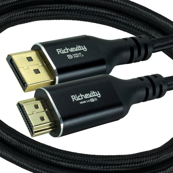 [리체비티] DisplayPort 1.2 to HDMI 2.0 액티브 타입 변환케이블,  [블랙메탈/1M]