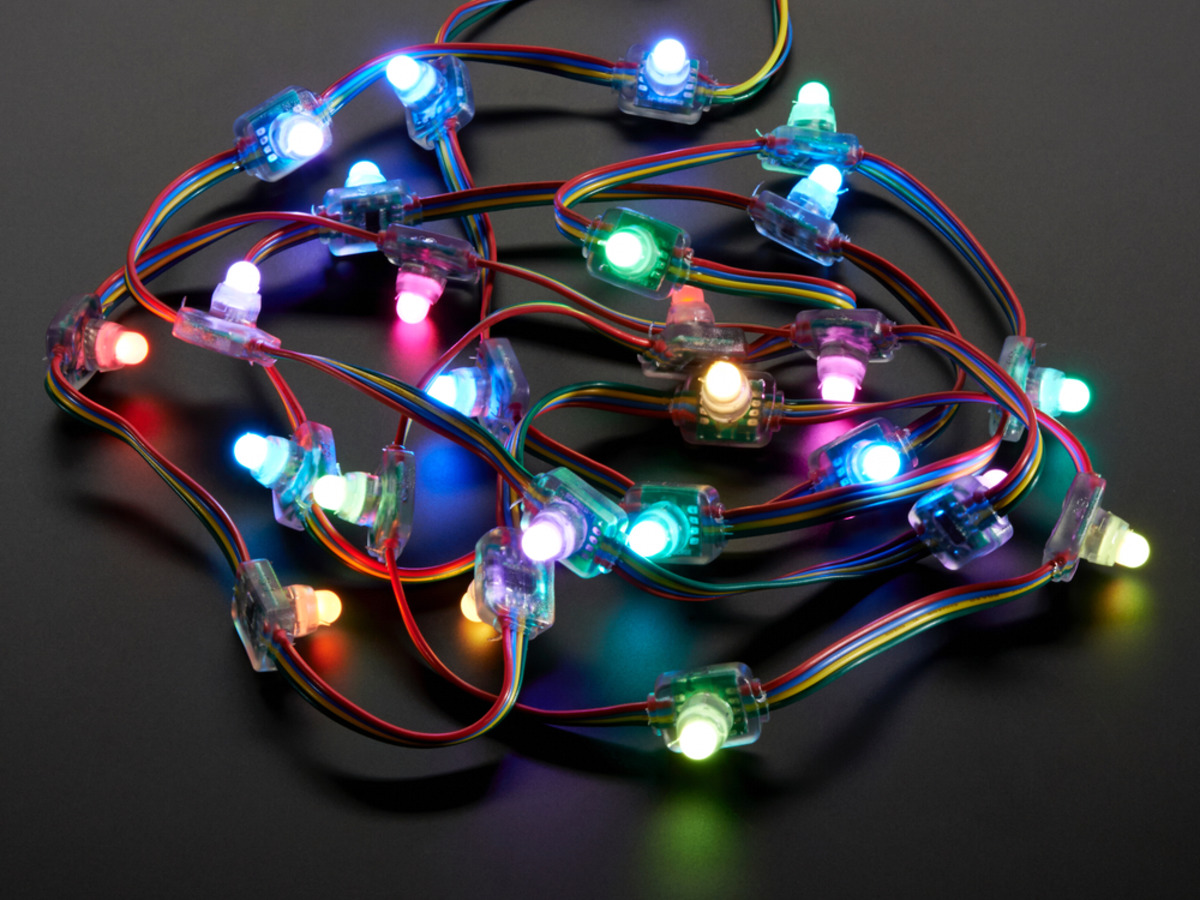 12mm 평면 디지털 RGB LED 픽셀 (스트랜드 25) - WS2801[738]