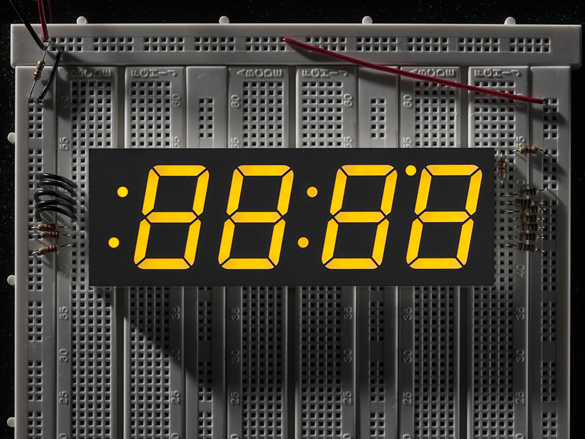 Yellow 7-segment clock display - 1.2inch digit height  [1265]
