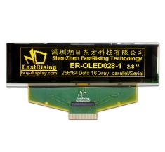 2.8 inch OLED Display 256x64 Graphic Module SSD1322 Yellow on Black ER-OLED028-1Y
