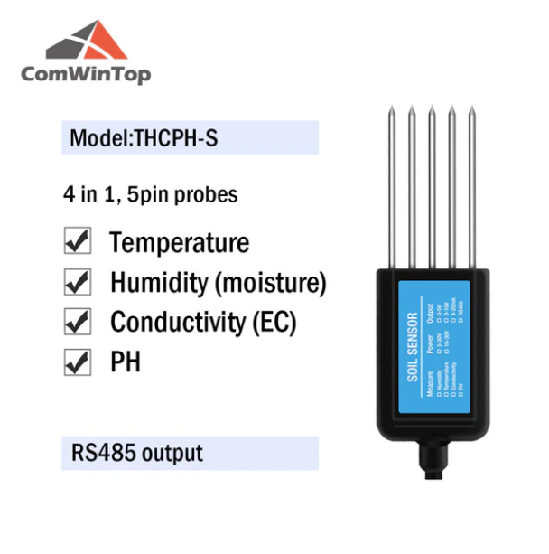 CWT-SOIL-THCPH-S / Temperature + Humidity (moisture) + Conductivity (EC) + PH RS485 output