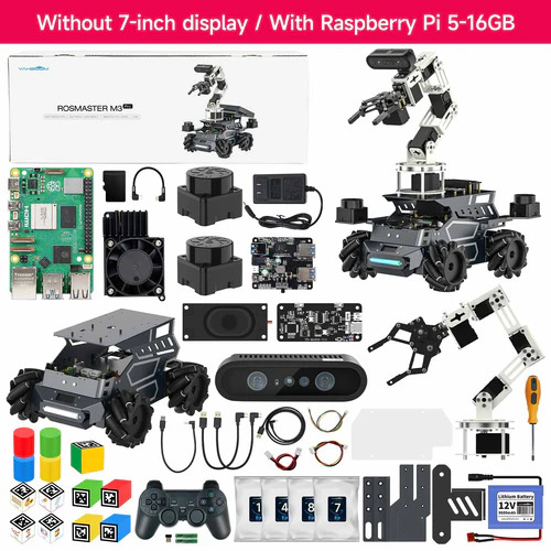 ROSMASTER M3 Pro ROS2 Robot with Multimodal AI Large Model, AI Voice Interaction, Vision Recognition, Tracking & Sorting Raspberry pi5 16GB