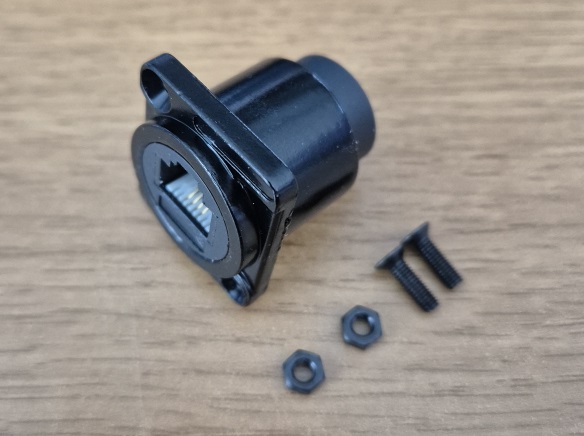 케이스 장착용(Panel Mount) RJ11 - 4P4C 커넥터 (RJ11 4P4C Modular Terminal D-type Panel Mount Connector)